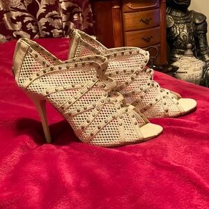 Chic Beige Peep-Toe Heels